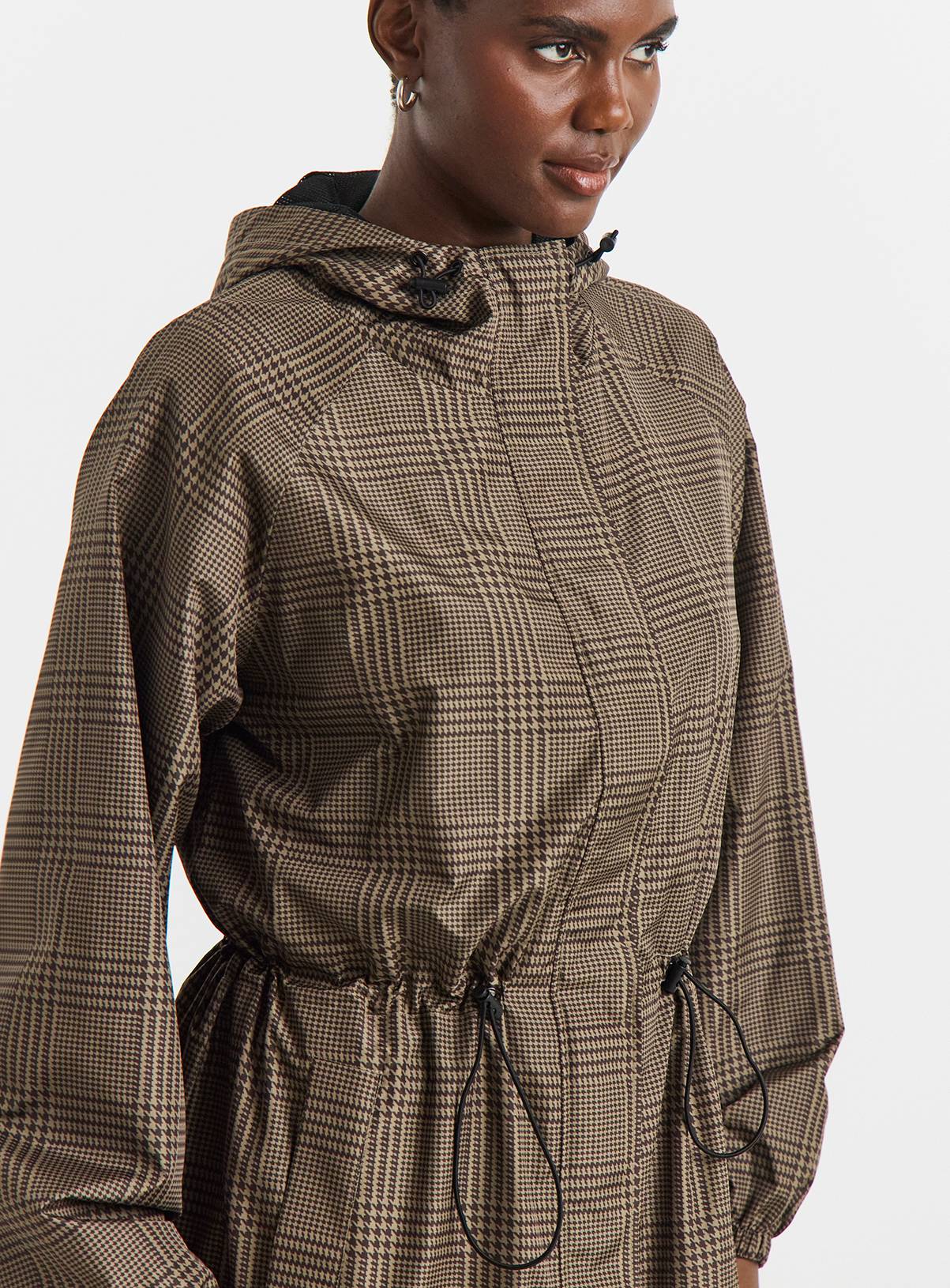 JD WILLIAMS Check Print Longline Lightweight Raincoat 32-34 - Image 4
